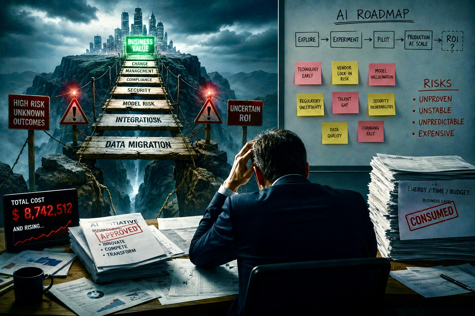 A visual metaphor for expensive and risky AI experimentation